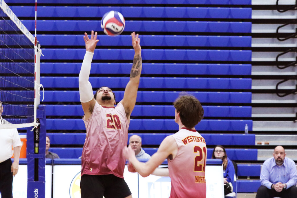 Westerville North's Jayden Henderson sets volleyball