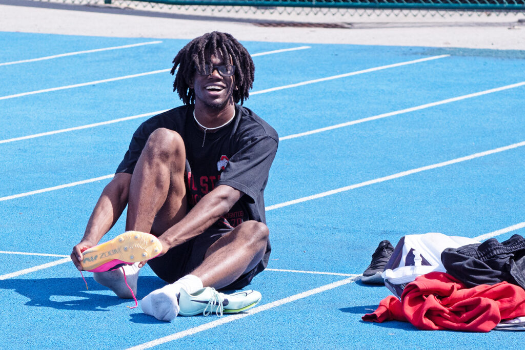 Bexley's Mason Louis puts on track cleats