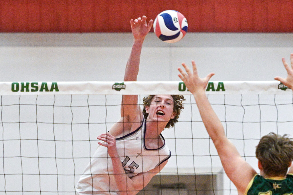 DeSales' Evan Althouse hits volleyball