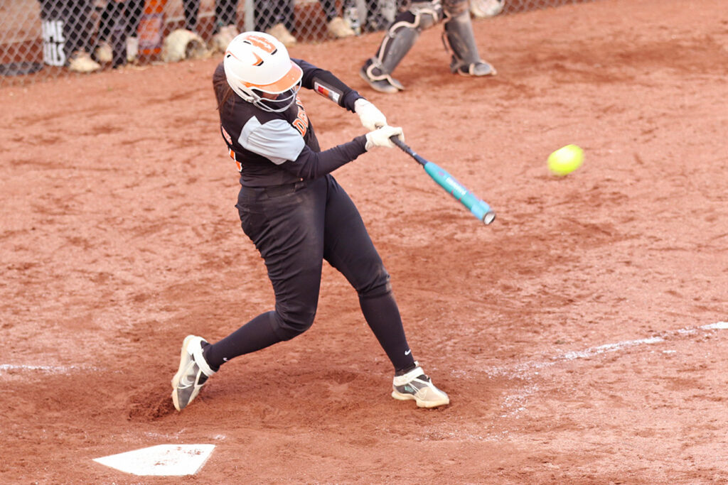 Delaware Hayes' Lauren Tompkins swings bat