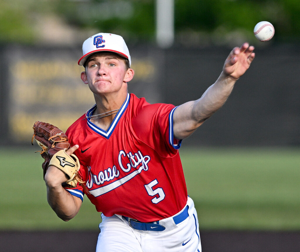 Grove City's Keegan Holmstrom pitches