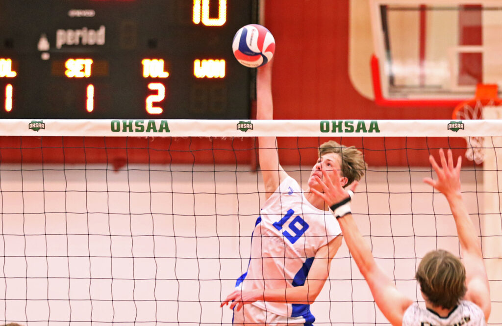Olentangy Liberty's Caden Whiteside hits volleyball