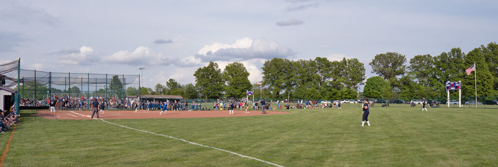 Panorama of Marysville vs Lancaster softball game