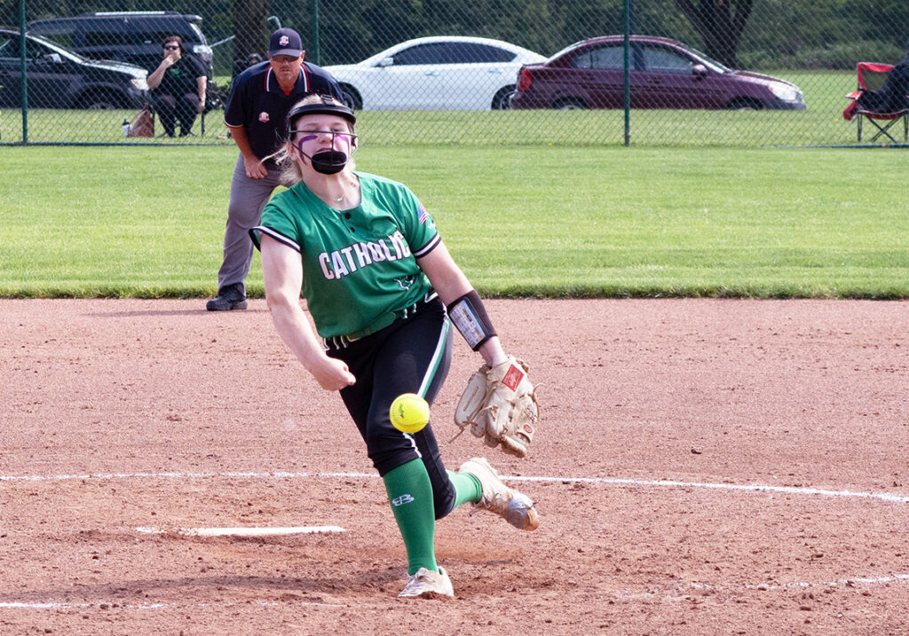 Newark Catholic's Avery Nagel pitches