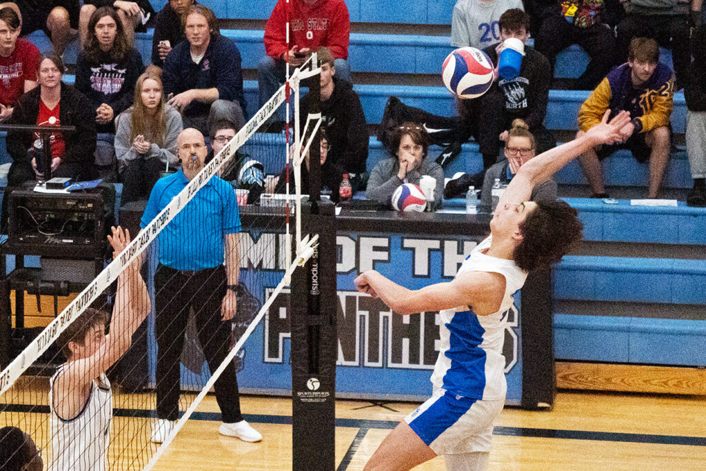 Olentangy Liberty's Jack Torson hits volleyball