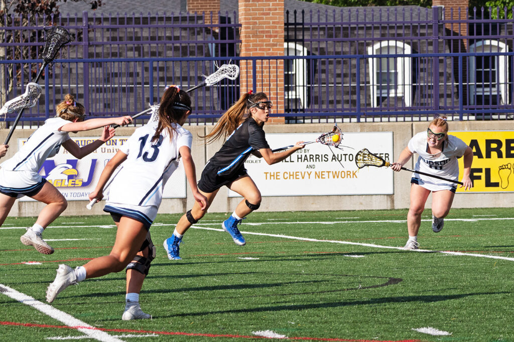 Olentangy Liberty's Corinna Hilmas attacks in lacrosse game