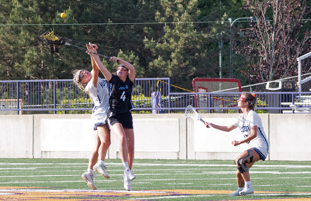 Olentangy Liberty's Makena Harrington takes the lacrosse faceoff