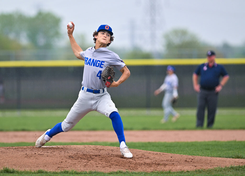 Olentangy Orange's Tyler Fuller pitches