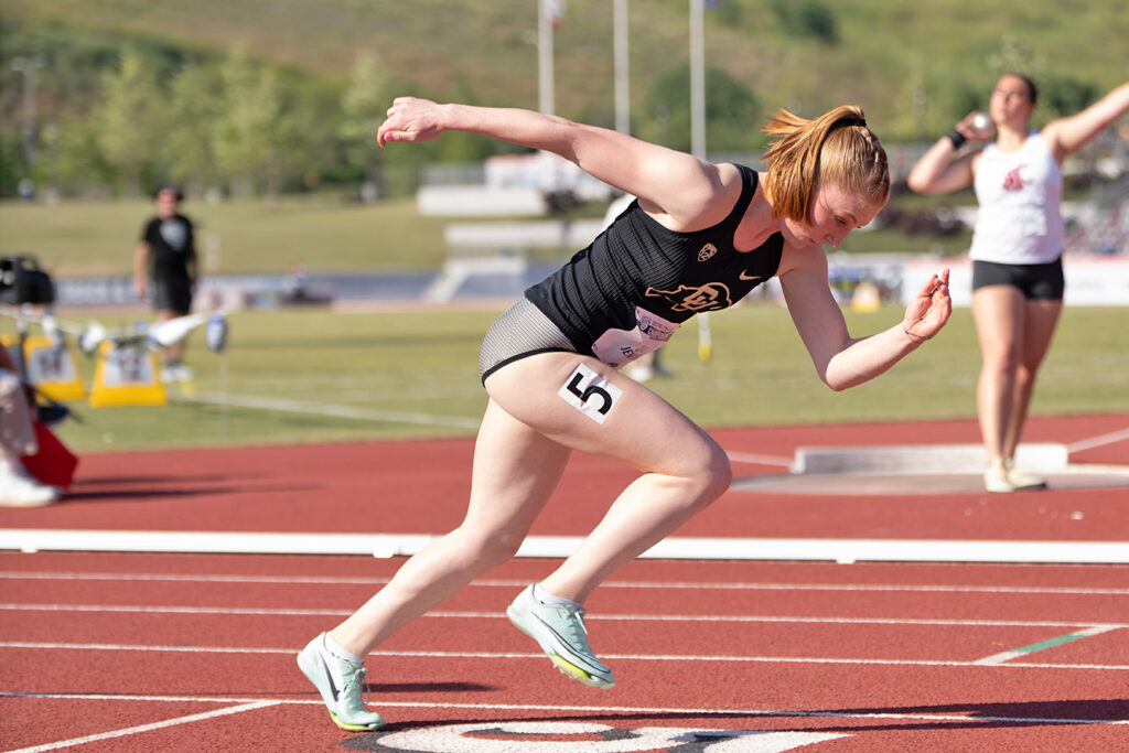 Colorado University's Grace Jenkins runs track