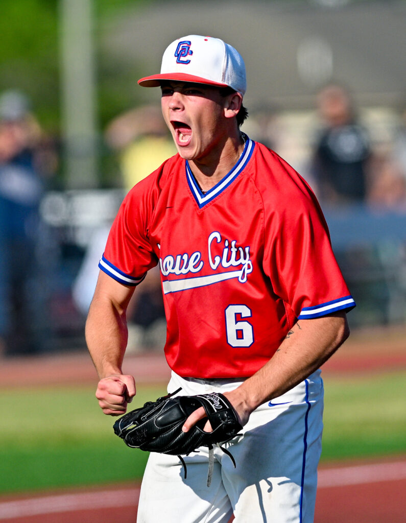 Grove City pitcher Zak Sigman celebrates