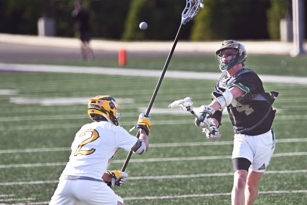 Dublin Jerome's Brady Sestili shoots in lacrosse