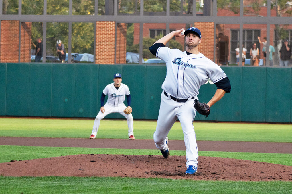 Columbus Clippers' Jerad Eickhoff pitches