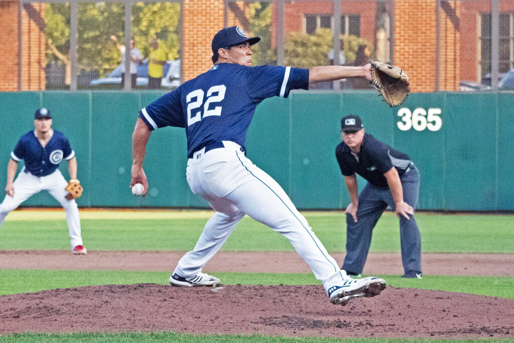 Columbus Clippers pitcher Joey Cantillo throws