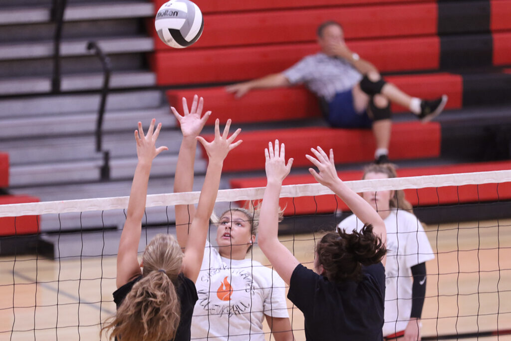 Shekinah Christian's Hailey Campagna hits volleyball