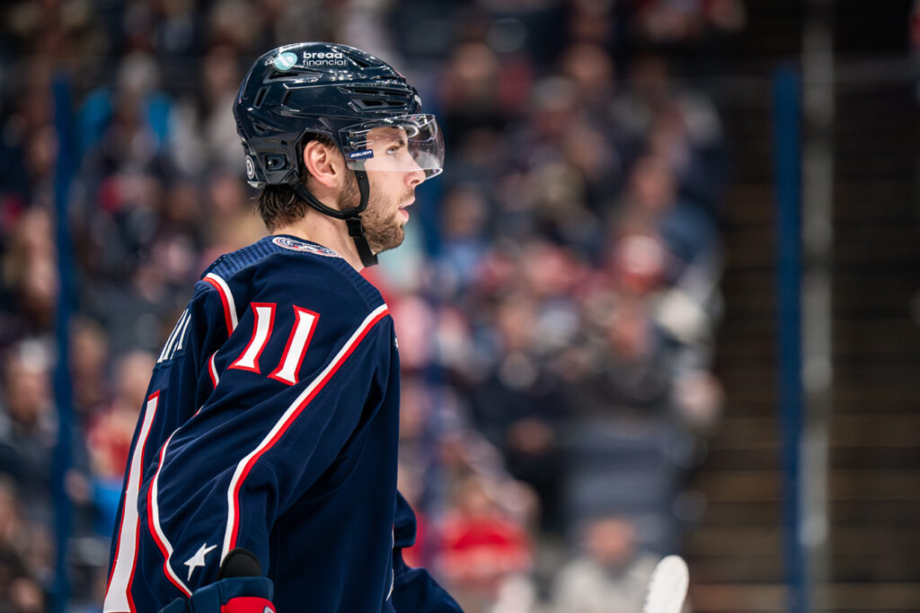 Columbus Blue Jackets' Adam Fantilli on the ice