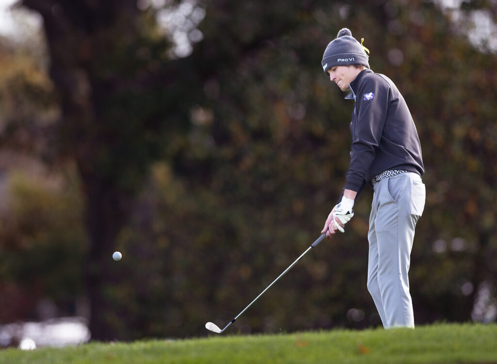 DeSales golfer Vaughn Harber chips