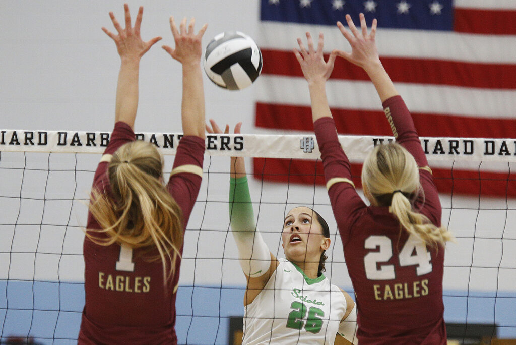 Dublin Scioto's Riley Winbush hits volleyball