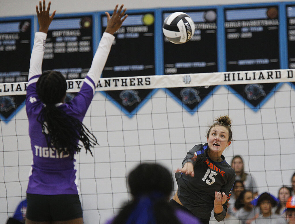 Olentangy Orange's Lily Barron hits volleyball