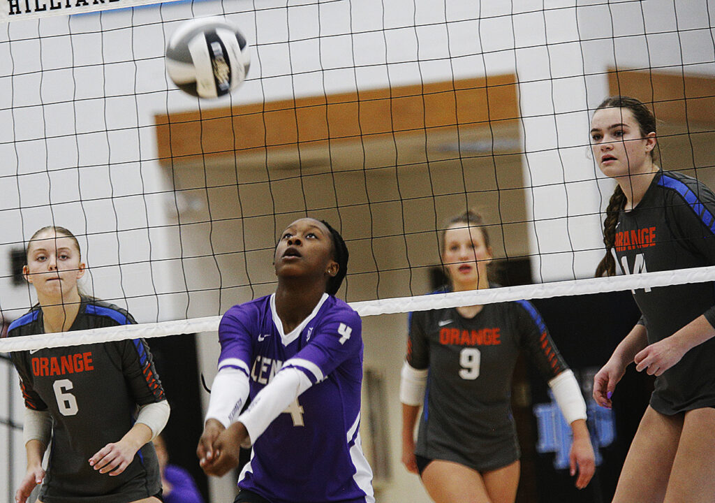 Pickerington Central's Lichele Nicholas sets volleyball