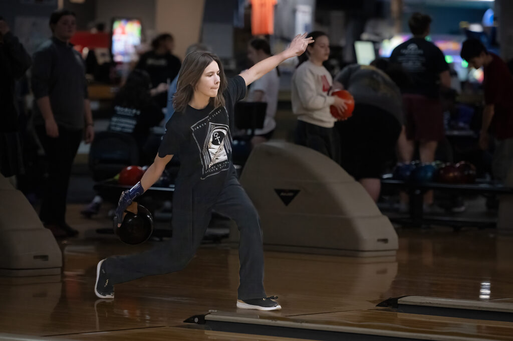 Worthington Christian's Anja Muskopf practices bowling