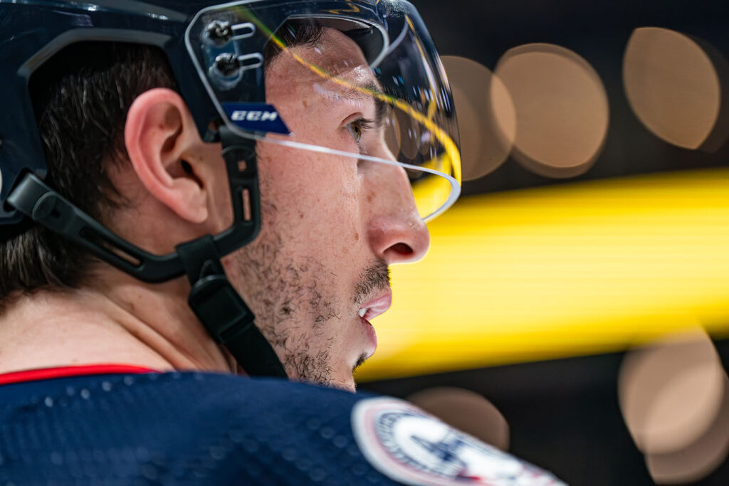 Close up of CBJ's Zach Werenski