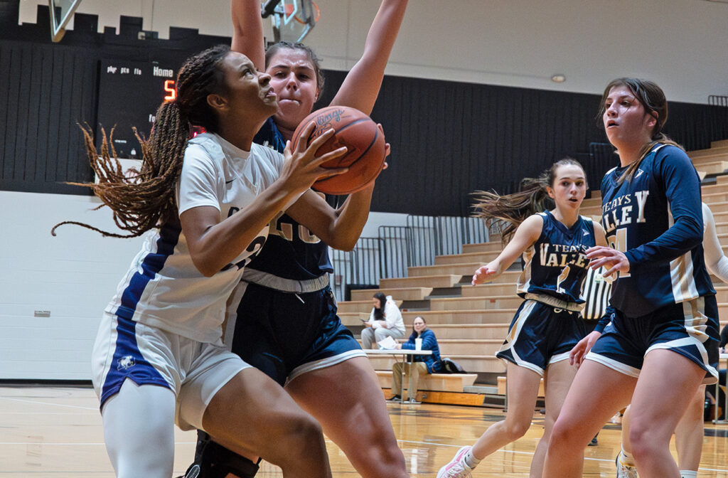 DeSales' Kenyetietta Quinn drives the baseline