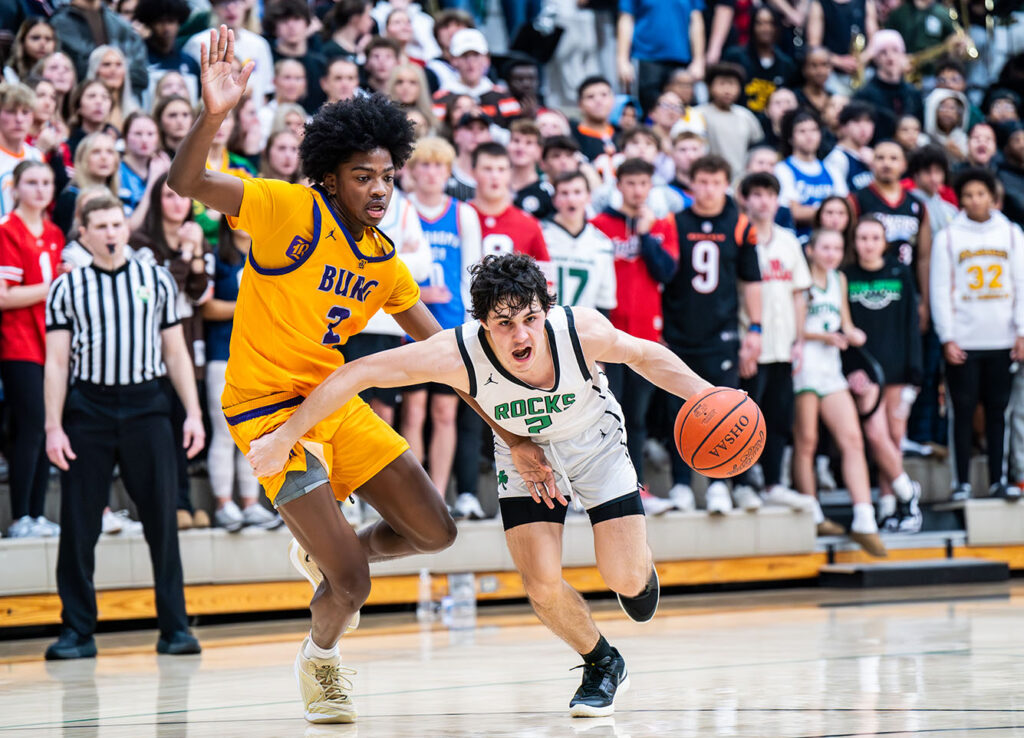 Dublin Coffman's Colin McClure drives