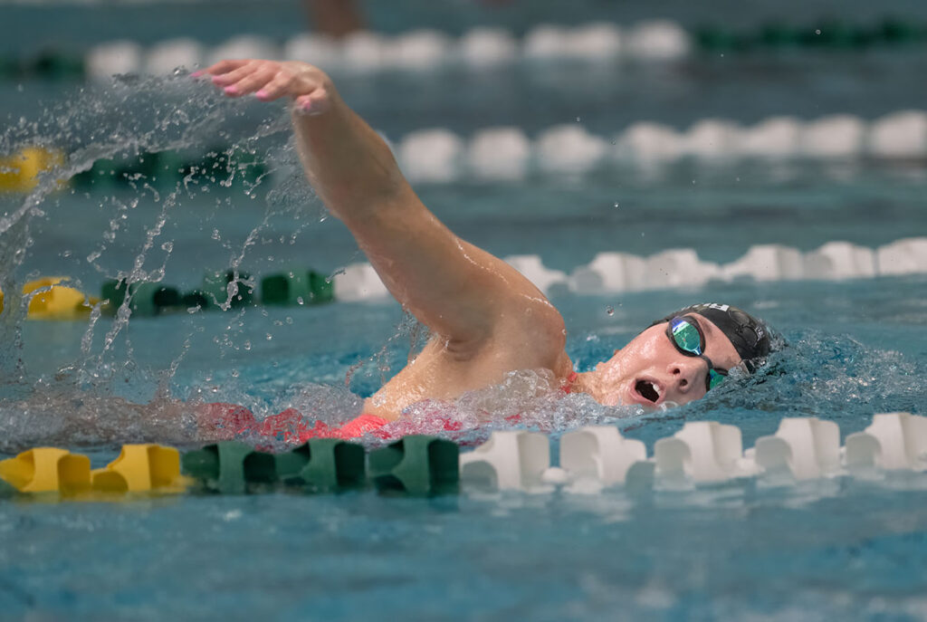 Dublin Coffman’s Emily Brown practices swimming