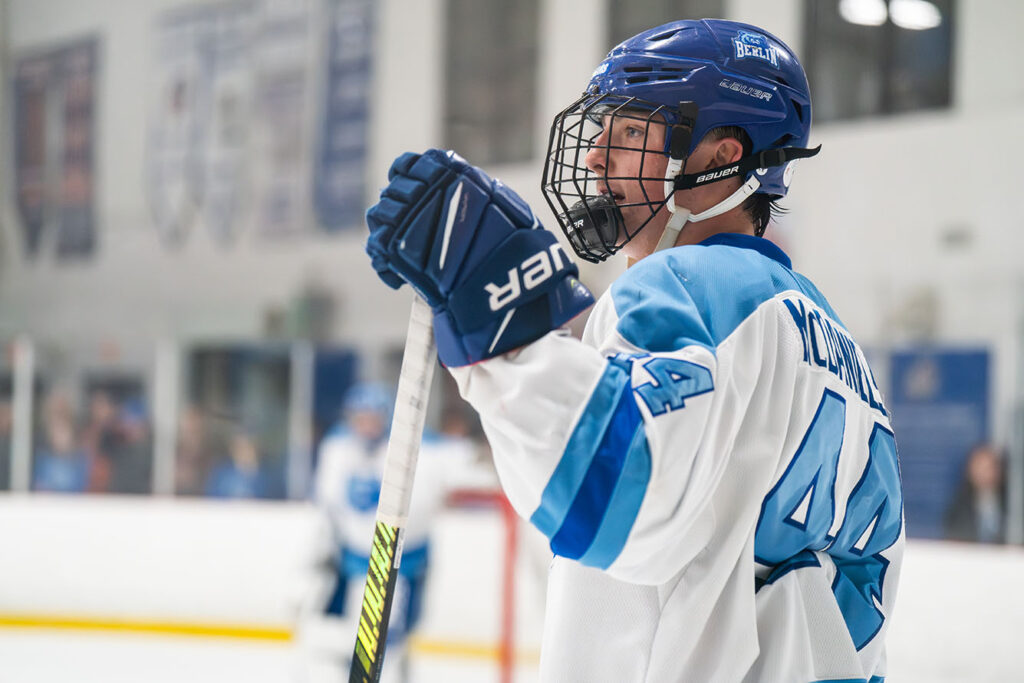 Olentangy Berlin's Parker McDaniels surveys ice