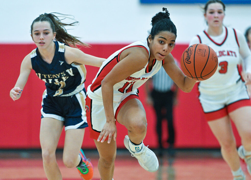 Westerville South’s Zoe Guice drives with basketball