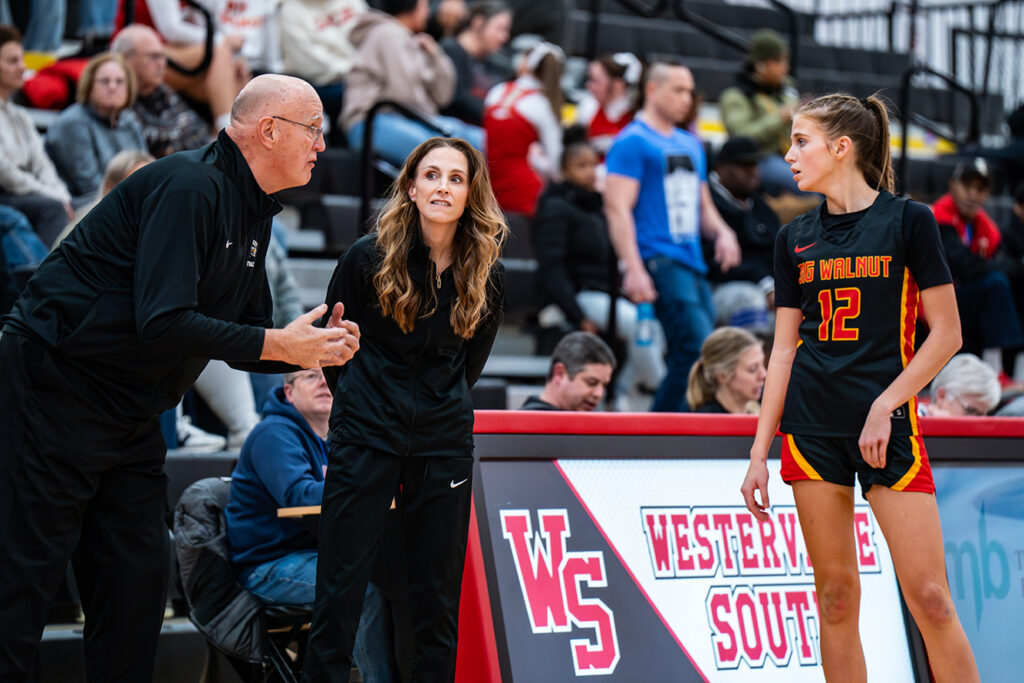 Coaches talk to Big Walnut's Remy Largent