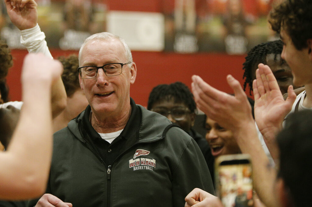 New Albany head coach Tim Casey after the game