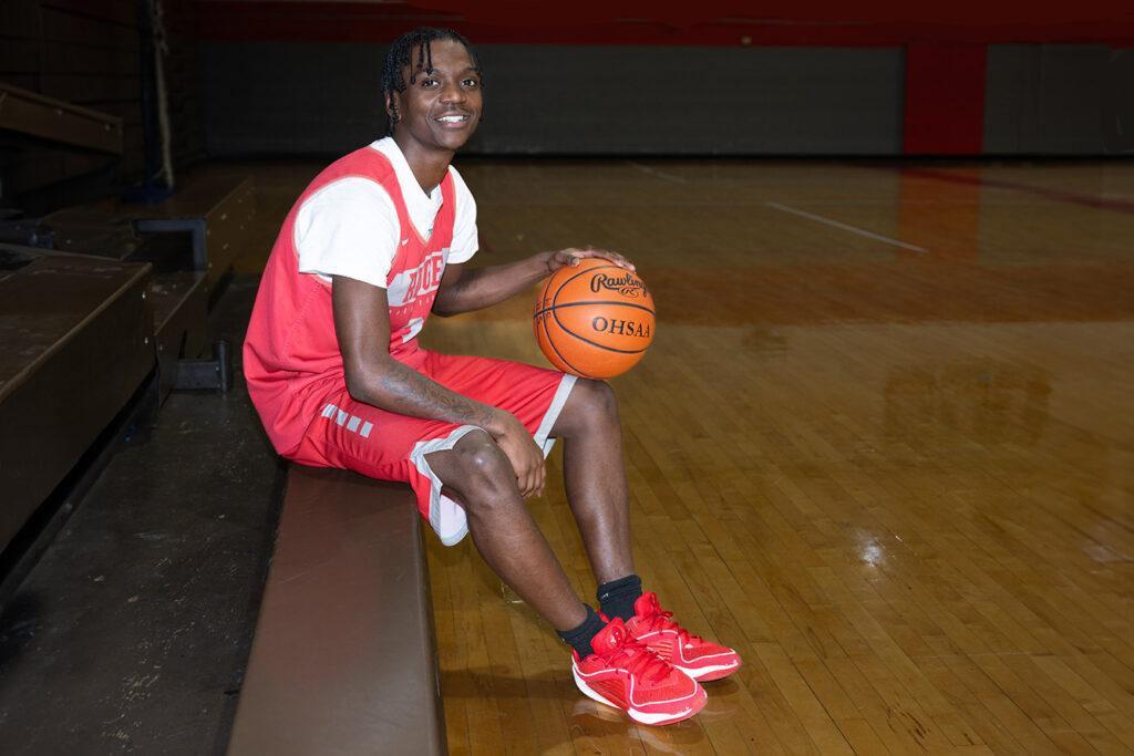 Walnut Ridge's Dominique Aekins courtside