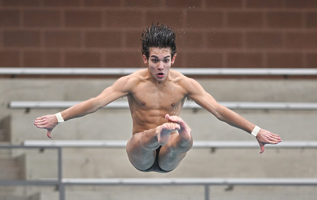 New Albany diver Hamish Patel practices at Ohio State