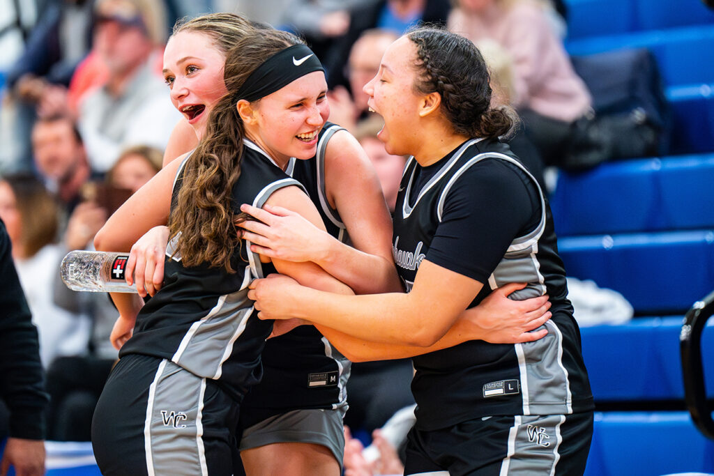 Westerville Central girls basketball team celebrate win