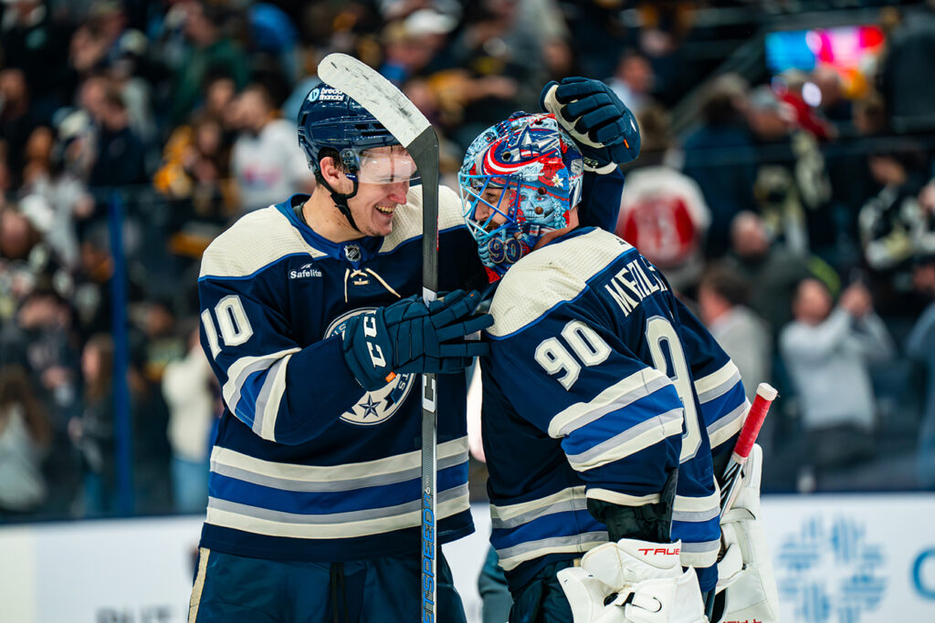 CBJ's Dmitri Voronkov celebrates goal