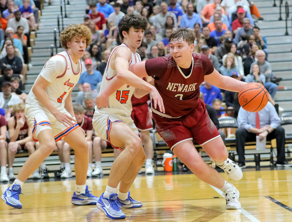 Newark's Steele Meister works on the dribble