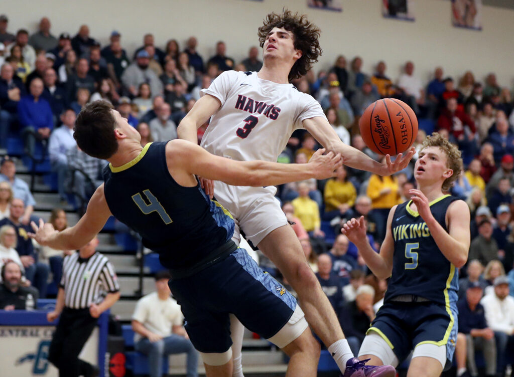 River Valley's Chase Ebert draws foul
