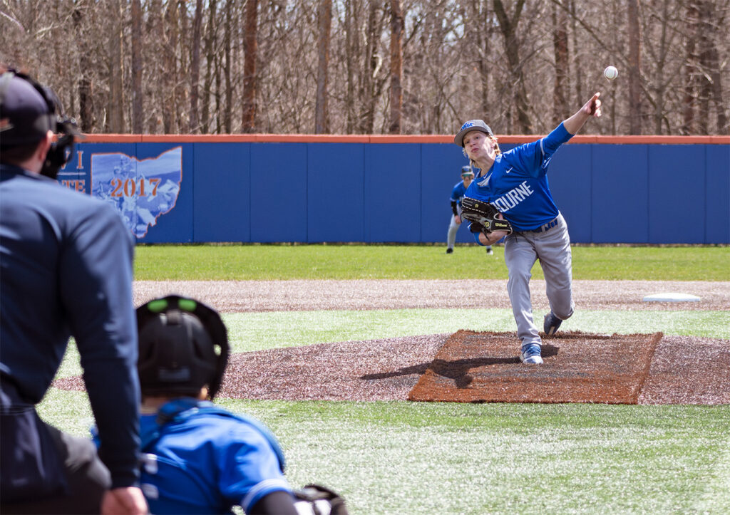 Worthington Kilbourne's Braden Pullins pitches