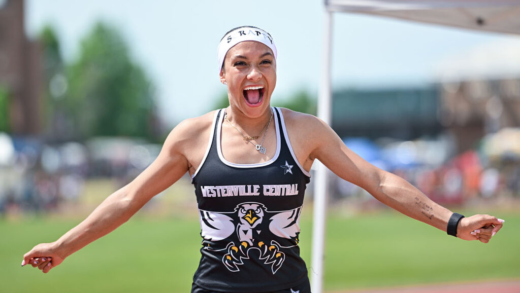 Westerville Central's Olivia Pace celebrates win