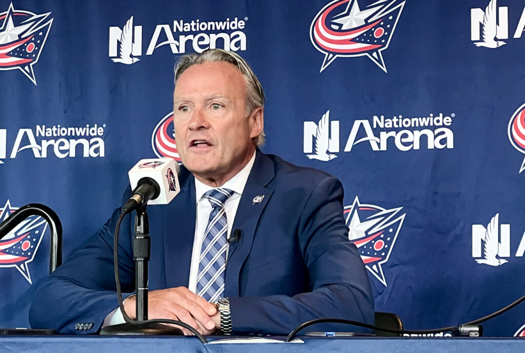 CBJ head coach Dean Evason at press conference