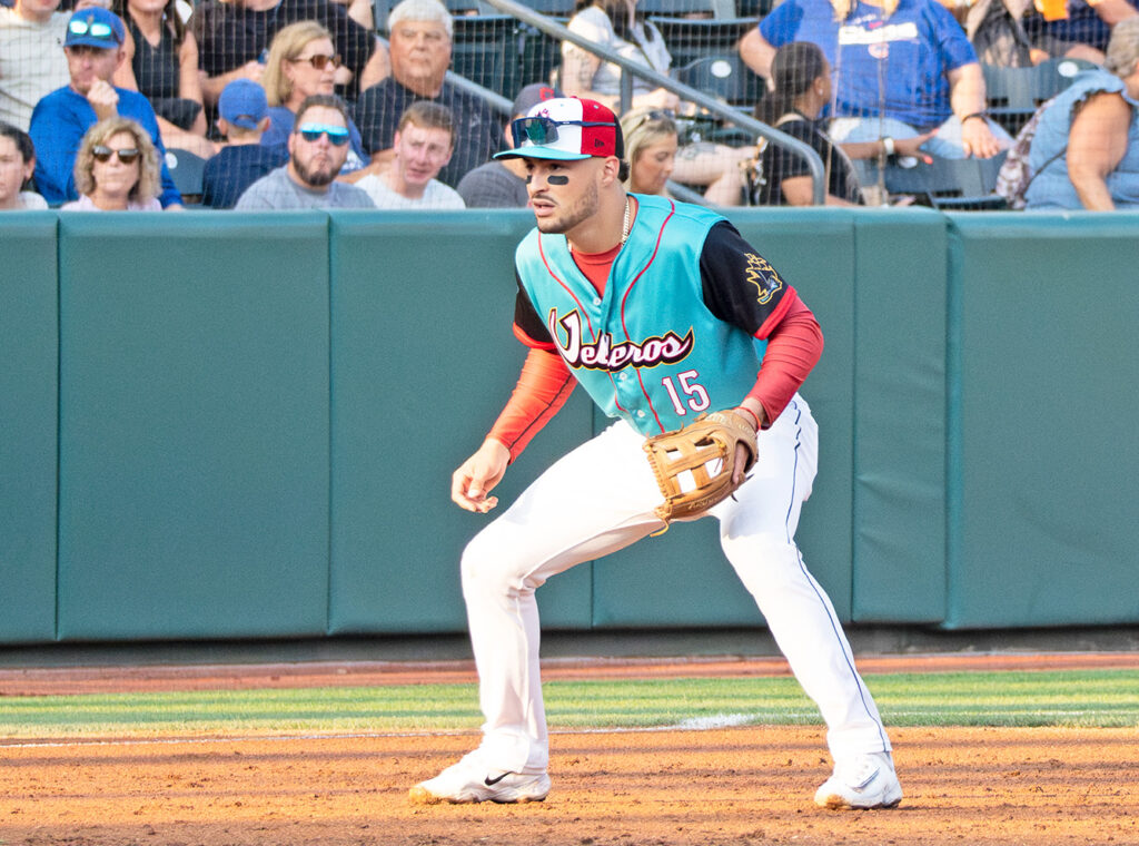 Clippers Raynel Delgado playing third base