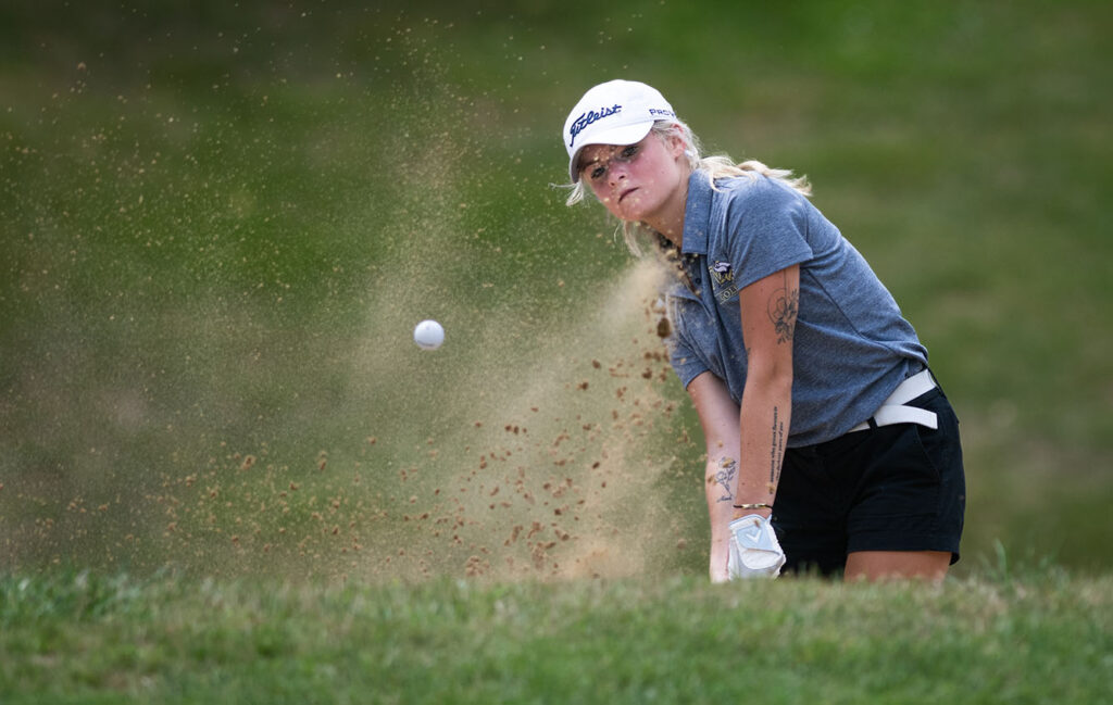 Teays Valley's Adison Abele hits from bunker