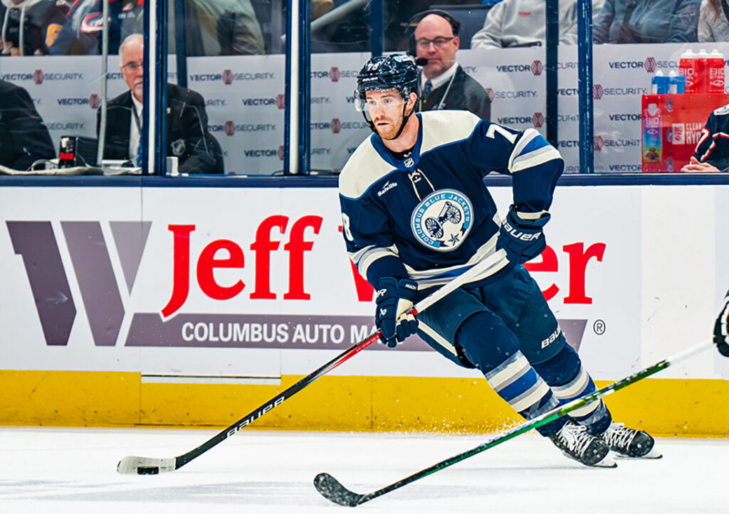 CBJ's Damon Severson skates