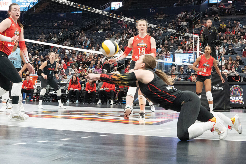 Fury's Kate Georgiades digs a ball