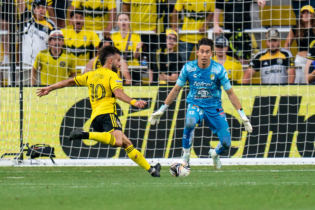 Crew Diego Rossi takes shot