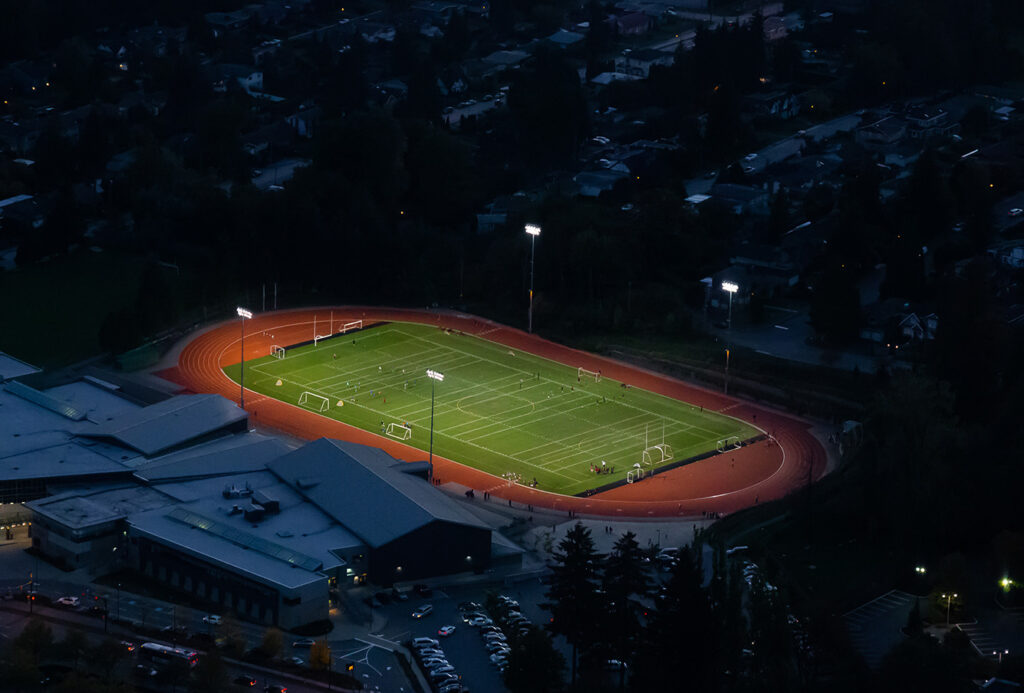 Football stadium at night