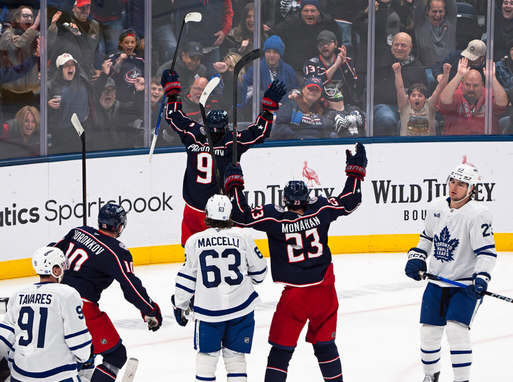 CBJ Provorov celebrates goal