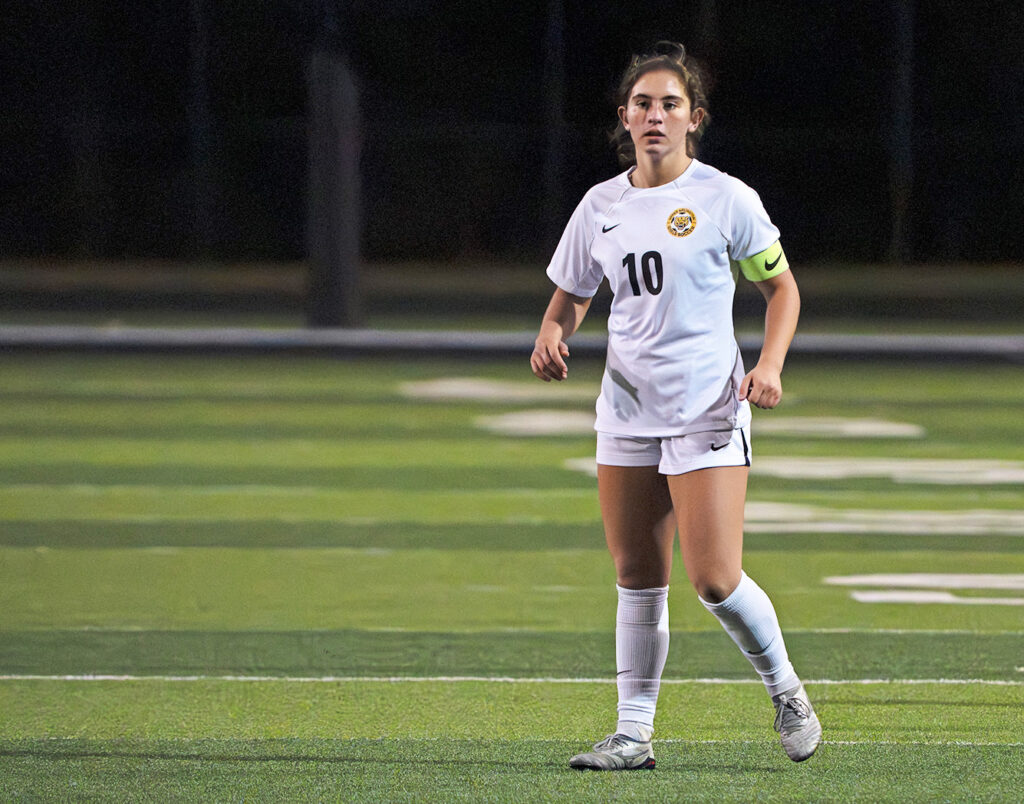 UA girls soccer Sophe Khelashvili looks down the pitch