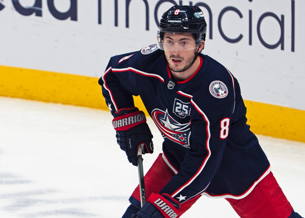 CBJ's Zach Werenski looks up ice